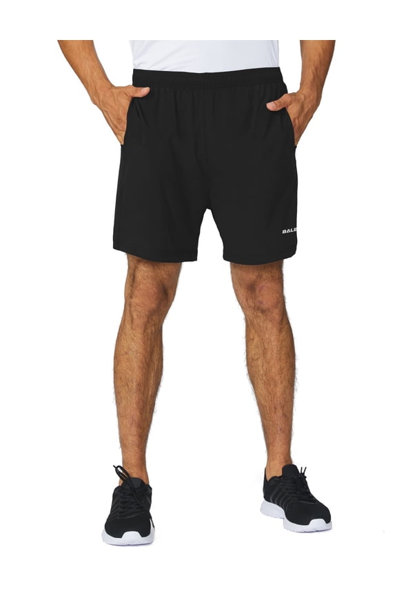 Men's 5 inches Running Athletic Shorts with Zipper Pocket Black Size L