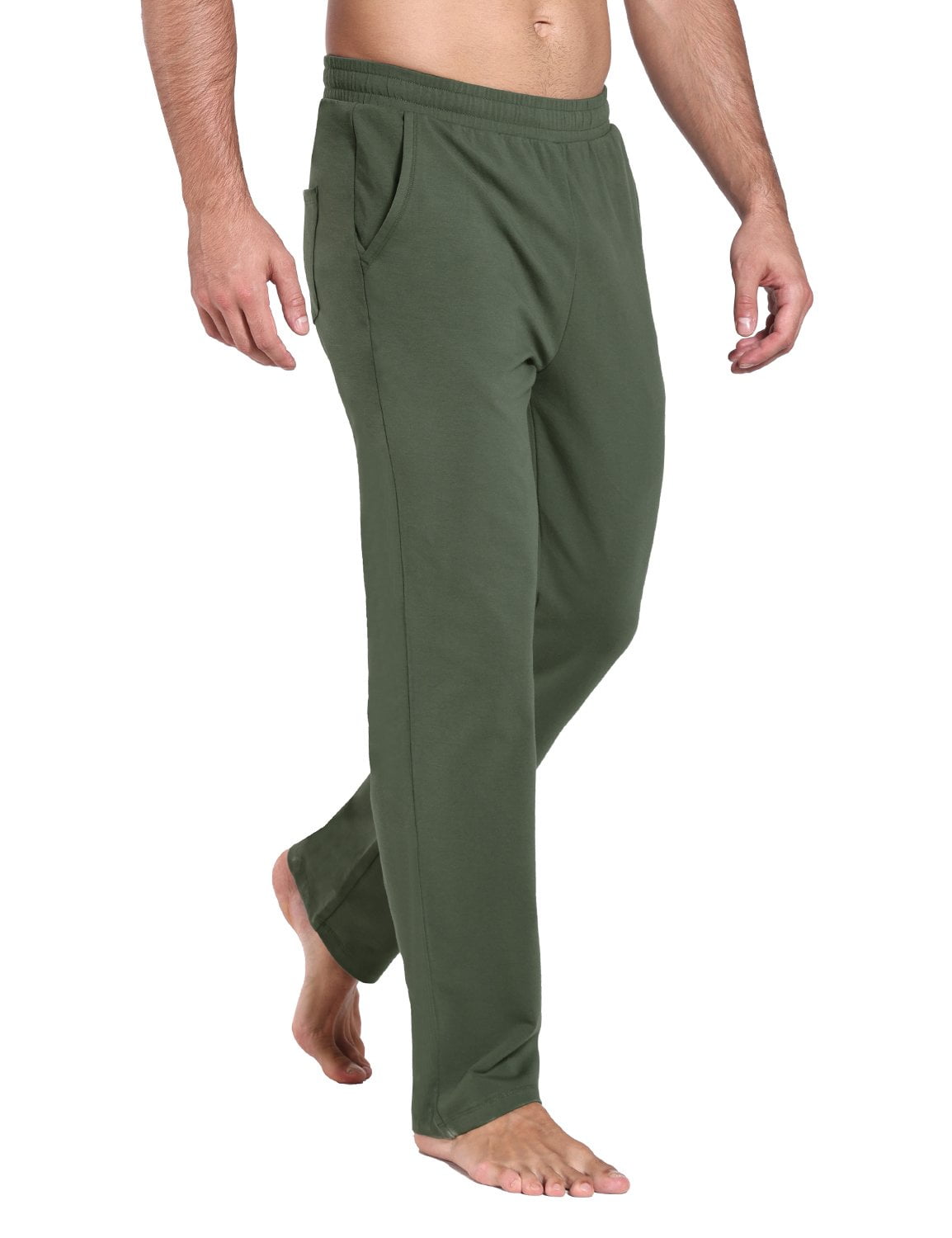 BALEAF Men's Cotton Sweatpants Open Bottom Yoga Straight Leg Lounge Pajamas Loose Fit Casual