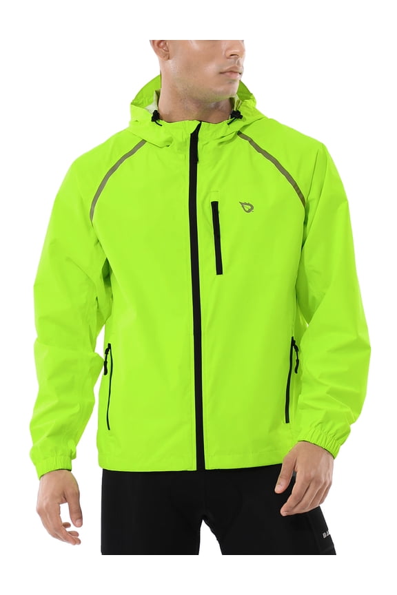 Men's Cycling Running Jacket Waterproof Windbreaker Reflective Yellow Size L
