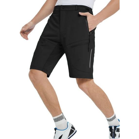 BALEAF Men's Cycling Shorts Loose Fit MTB Bike Shorts Water Ressistant 4 Zipper Pockets Mountain Biking Hiking Outdoor, Black S