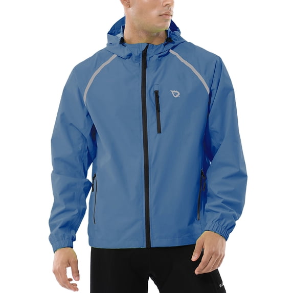 BALEAF Men's Cycling Windbreaker Reflective Running Jacket Waterproof Blue Size M