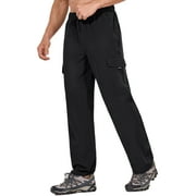 BALEAF Men's Hiking Cargo Pants Quick Dry Water Resistant with Zip Pockets Lightweight UPF 50+ for work Black Size XL