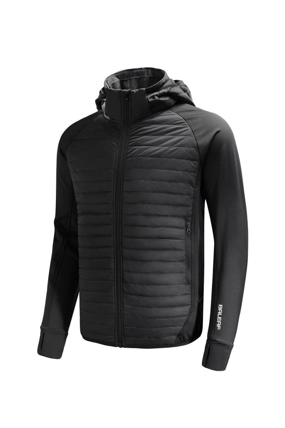 Men's Lightweight Puffer Outerwear Jacket Warm Winter Hiking Walking Coat Water Resistant Package Black M