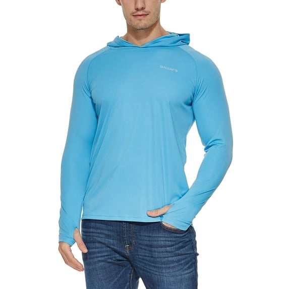 BALEAF Men's Long Sleeve Fishing Hoodie Pullover Sweatshirt Shirt Blue M