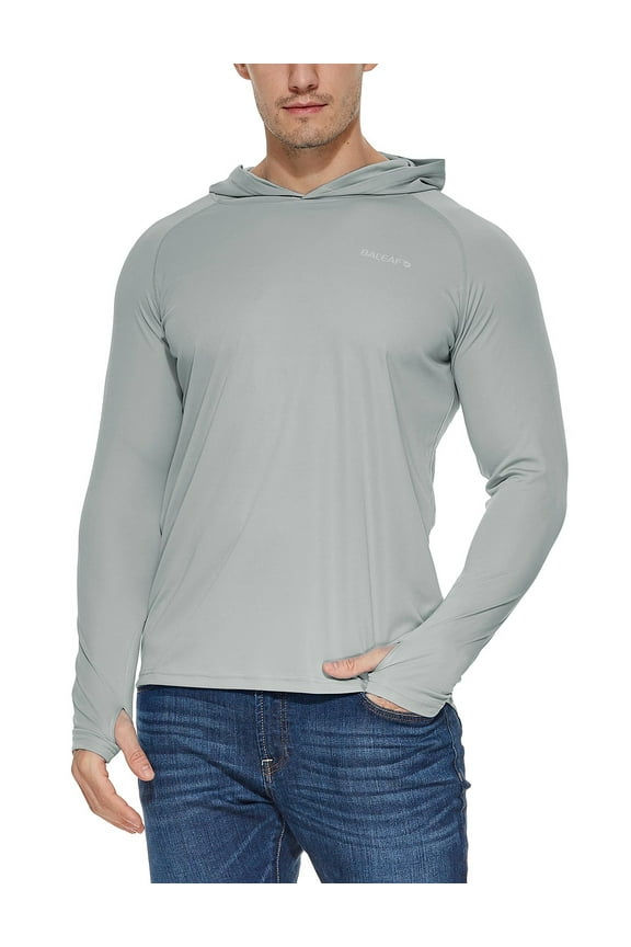 Men's Long Sleeve Fishing Hoodie Pullover Sweatshirt Shirt Gray M