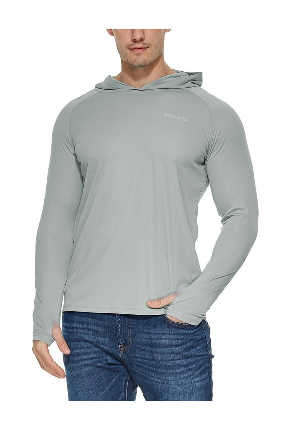 Men's Long Sleeve Fishing Hoodie Pullover Sweatshirt Shirt Gray XS