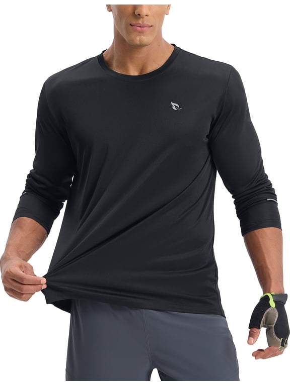 Men's Mountain Bike Shirts Long Sleeve Loose-fit Cycling Jersey Zipper Pocket UPF 50+ Workout Athletic Running Black 2XL