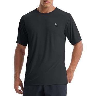 BALEAF Men's Rash Guard Swim Shirt 50+ Sun UV Protection SPF Short Sleeve T-Shirts Quick Dry Lightweight Hiking Athletic Black L