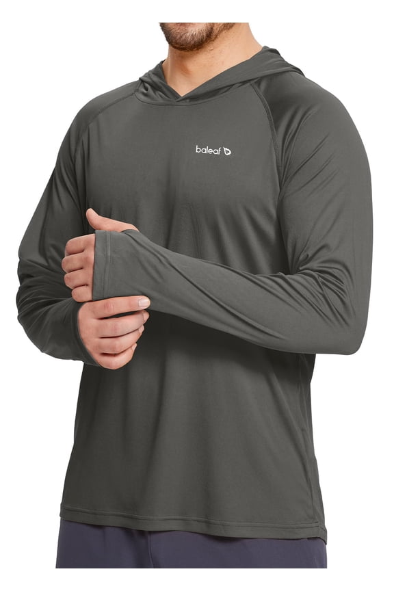 Men's Sun Protection Hoodie Shirt UPF 50+ Long Sleeve UV SPF T-Shirts Rash Guard Fishing Swimming Lightweight Deep Gray XXXL