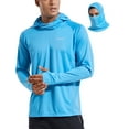 thumbnail image 1 of BALEAF Men's Sun Protection Hoodie Shirt UPF 50+ Long Sleeve UV SPF T-Shirts with Mask Rash Guard Fishing Lightweight Blue Size XS, 1 of 6