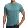thumbnail image 1 of BALEAF Men's Sun Protection Shirts Short Sleeve T-Shirts Swim Rash Guard Hiking Running SPF UPF 50+ UV Lightweight Heather Dark Green L, 1 of 7