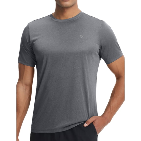 BALEAF Men's Sun Protection Shirts Short Sleeve T-Shirts Swim Rash Guard Hiking Running SPF UPF 50+ UV Lightweight Heather Gray XL