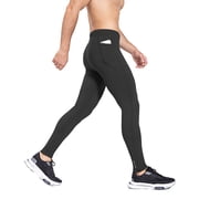 BALEAF Men's Thermal Fleece Running Tights Water Resistant Cycling Pants Zipper Legs Pockets Cold Weather Hiking Black Size XXL