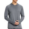thumbnail image 1 of BALEAF Men's UV SPF Hoodie Shirt UPF 50+ Sun Protection Long Sleeve T-Shirts Rash Guard Fishing Swimming Lightweight Light Gray Heather L, 1 of 7