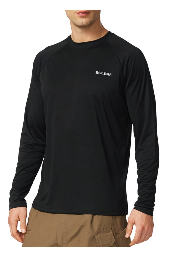 Mens Shirts Long Sleeve Sun Protection T-Shirt UV SPF UPF 50+ Quick Dry Lightweight Fishing Shirts Black Size L