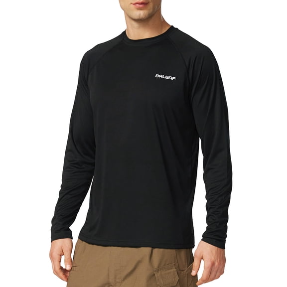 BALEAF Mens Shirts Long Sleeve Sun Protection T-Shirt UV SPF UPF 50  Quick Dry Lightweight Fishing Shirts Black Size XL