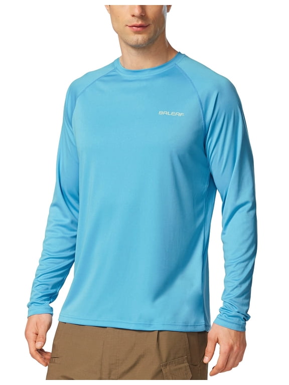 Mens Shirts Long Sleeve Sun Protection T-Shirt UV SPF UPF 50+ Quick Dry Lightweight Fishing Shirts Blue Size M