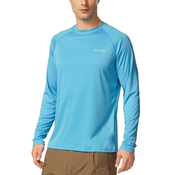 BALEAF Mens Shirts Long Sleeve Sun Protection T-Shirt UV SPF UPF 50+ Quick Dry Lightweight Fishing Shirts Blue Size XL