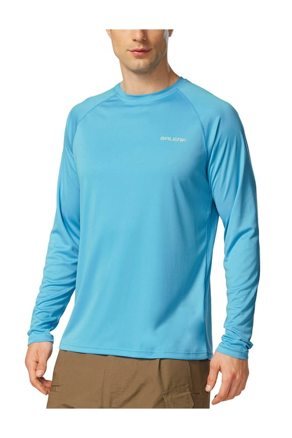 Mens Shirts Long Sleeve Sun Protection T-Shirt UV SPF UPF 50+ Quick Dry Lightweight Fishing Shirts Blue Size XXL