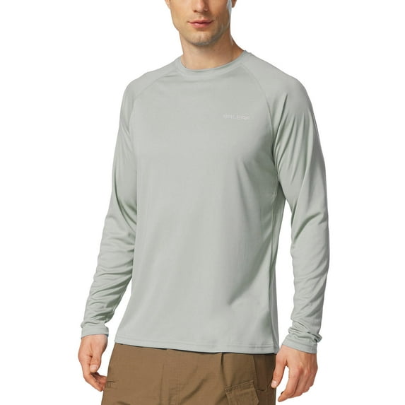 BALEAF Mens Shirts Long Sleeve Sun Protection T-Shirt UV SPF UPF 50+ Quick Dry Lightweight Fishing Shirts Gray Size XL