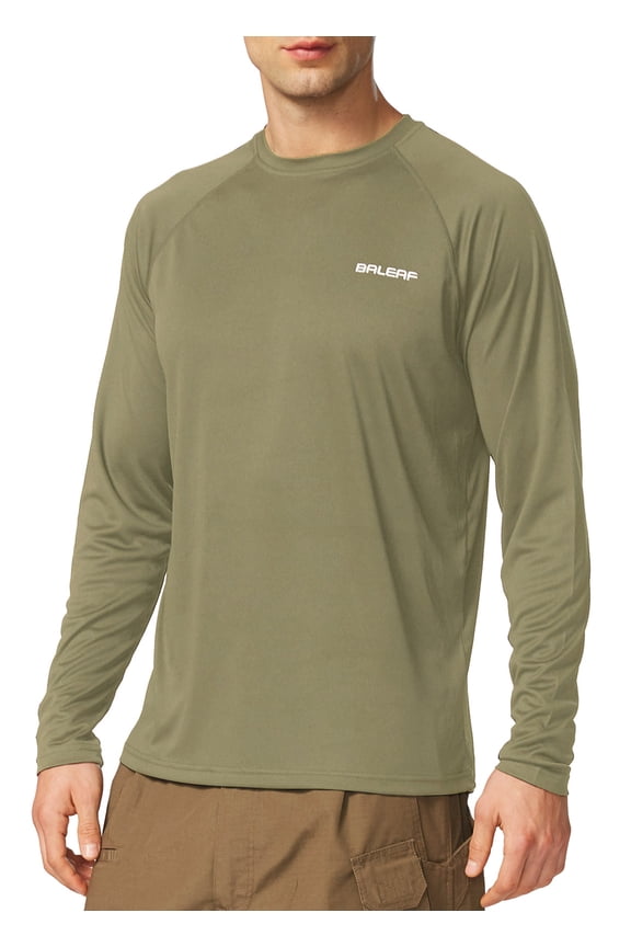 Mens Shirts Long Sleeve Sun Protection T-Shirt UV SPF UPF 50+ Quick Dry Lightweight Fishing Shirts Slate Green Size L