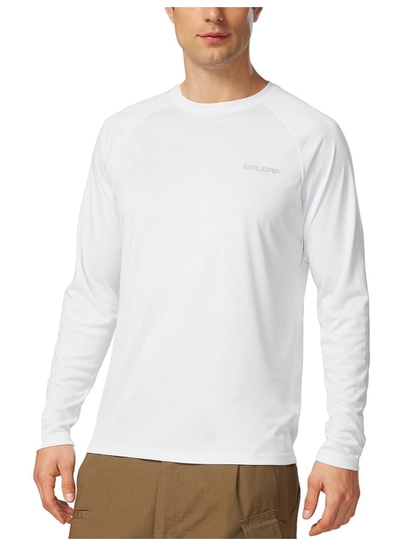 Mens Shirts Long Sleeve Sun Protection T-Shirt UV SPF UPF 50+ Quick Dry Lightweight Fishing Shirts White Size XL