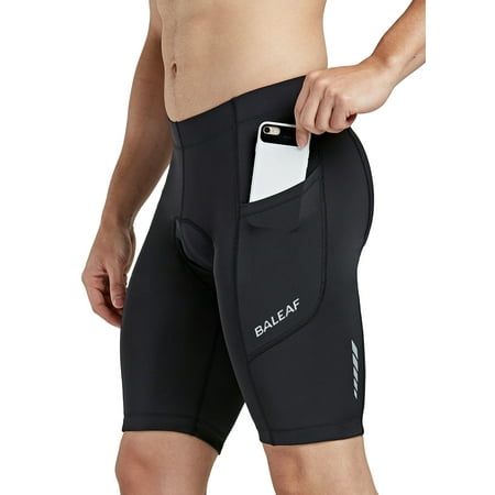BALEAF Padded Bike Shorts for Men Cycling Shorts Padding Pockets UPF 50+ Black L