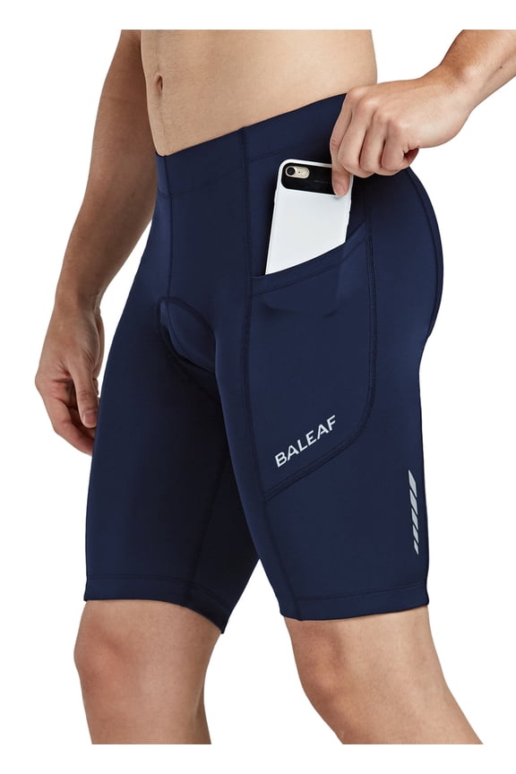 Padded Bike Shorts for Men Cycling Shorts Padding Pockets UPF 50+ Dark Blue M