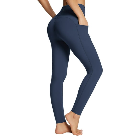 BALEAF Plus Size Leggings Long Leggings for Tall Women Workout Athletic Legging 27" with Deep Pockets Full Length High Waist Soft Yoga Running Pants Navy S