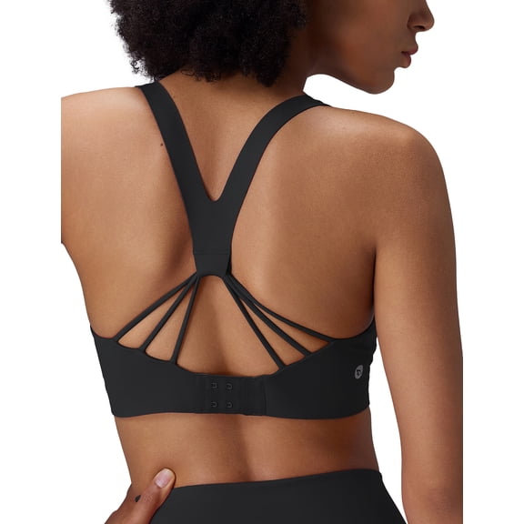 BALEAF Sweatleaf Adjustable Sports Bras for Women Crisscross Back Longline High Support Yoga Workout Running Athletic Padded Tops Black L