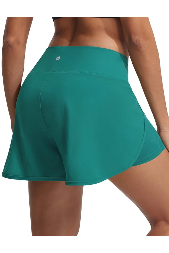 Swim Shorts Women High Waisted Board Shorts Tummy Control Beach Shorts Quick Dry Swim Bottoms with Pockets UPF 50+ Green 3XL
