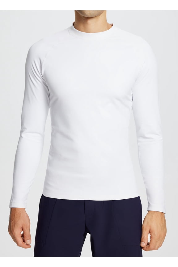 Thermal Sweat Shirts For Men Cold Gear Long Sleeve Fleece Lined Moisture Wicking White 2XL