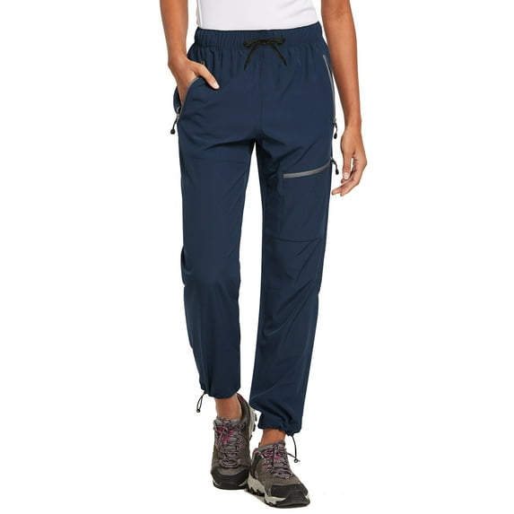 BALEAF Travel Pants Women Hiking Long Tall Lightweight Quick Dry Water Resistant Cargo Pants 31'' Navy Blue Size M