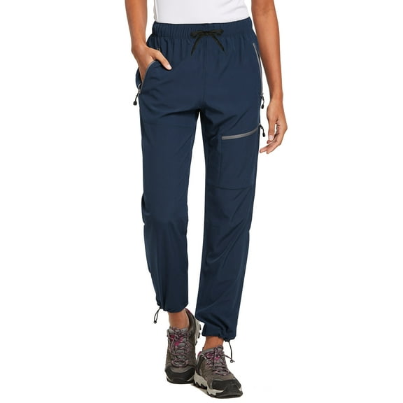 BALEAF Travel Pants Women Hiking Long Tall Lightweight Quick Dry Water Resistant Cargo Pants 31'' Navy Blue Size XL
