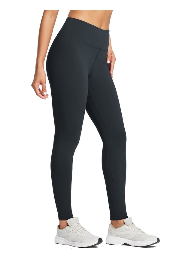 Womans Fleece Lined Leggings Water Resistant High Waisted Thermal Winter Hiking Running Pants Black L