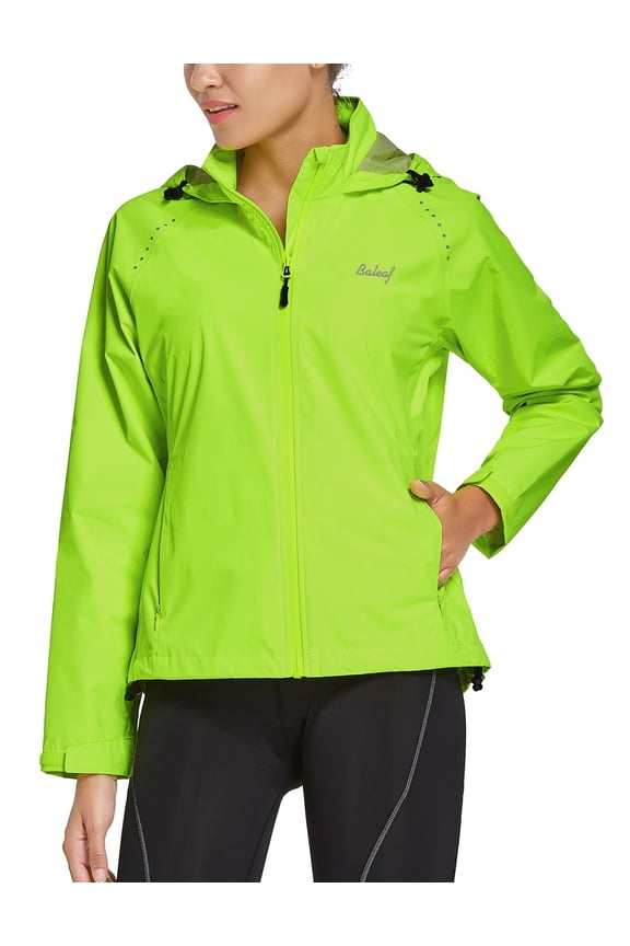 Women' Cycling Running Rain Jackets Waterproof Hiking Wind Breakers Golf Lightweight Packable Reflective Fluorescent Yellow Size S