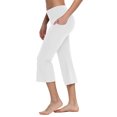 thumbnail image 1 of BALEAF Women Flare Capri Leggings with Pockets Yoga Pants Bootcut Casual Cotton Work Summer Lounge 21" White M, 1 of 6