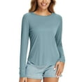thumbnail image 1 of BALEAF Women Sun Shirts UPF 50+ SPF UV Protection Rash Guard Long Sleeve Running Workout Athletic Tops Lightweight Soft Quick Dry Hiking Clothing Outdoor Heather Light Blue L, 1 of 7