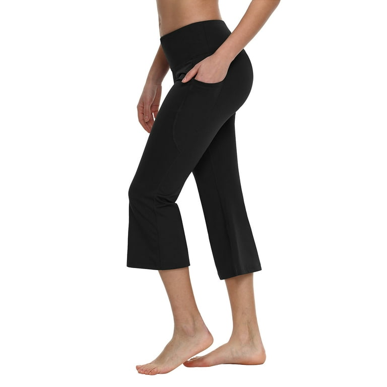 BALEAF Women Yoga Capris flared Pants with Side Pockets - 21Black