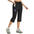 thumbnail image 1 of BALEAF Women's 17" Hiking Shorts Below Knee Bermuda Capri Pants Waterproof Lightweight Pockets Quick Dry Elastic Waist Black L, 1 of 7