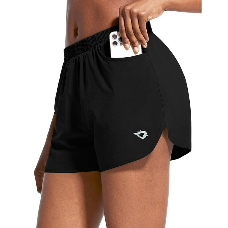 BALEAF Women's 3 Athletic Shorts Quick Dry with Pockets Black Size XXL