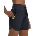thumbnail image 1 of BALEAF Women's 5" Workout Shorts Athletic Running Shorts High Waisted with Zipper Pocket Gym Quick Dry Hiking Sports Black L, 1 of 7
