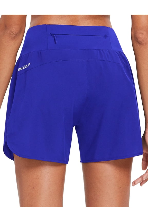 Women's 5" Workout Shorts Gym Running Shorts Athletic with Liner High Waistband Quick Dry Sports Zipper Pockets Royal Blue L