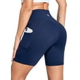 thumbnail image 1 of BALEAF Women's 6" High Waisted Biker Shorts Gym Workout Yoga Running Athletic Spandex Shorts with Pockets Dark Blue S, 1 of 5