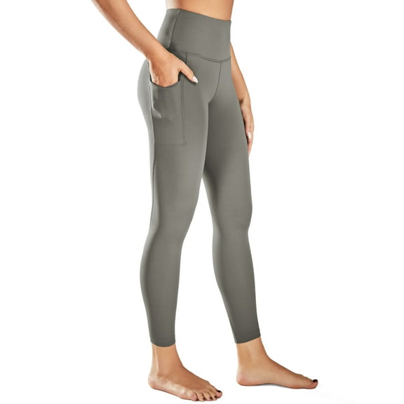 BALEAF Women's 7/8 High Waist Soft Yoga Leggings with Deep Pockets Brushed Stretch Squat Proof Workout Pants Gray XL