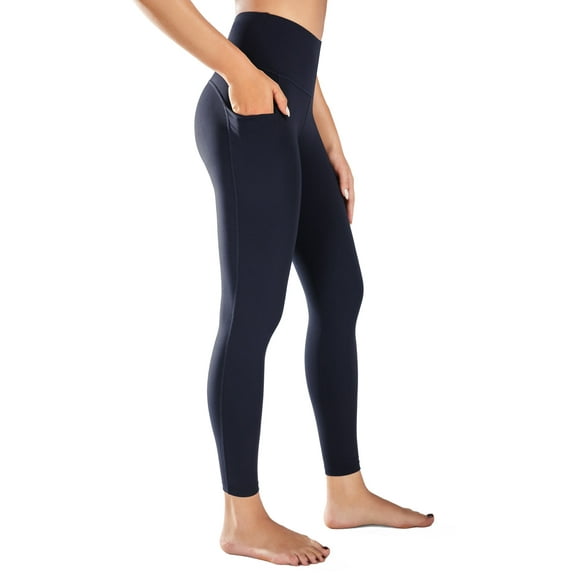 BALEAF Women's 7/8 High Waist Soft Yoga Leggings with Deep Pockets Brushed Stretch Squat Proof Workout Pants Navy XL