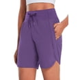 thumbnail image 1 of BALEAF Women's 7" Athletic Long Running Shorts Workout Gym Quick Dry Hiking Shorts High Waisted Zipper Pocket Purple XL, 1 of 6
