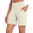 thumbnail image 1 of BALEAF Women's 7" Athletic Long Shorts High Waisted Running Bermuda Shorts with Pockets Beige Small, 1 of 6