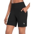 thumbnail image 1 of BALEAF Women's 7" Athletic Long Shorts High Waisted Running Bermuda Shorts with Pockets Black Large, 1 of 7