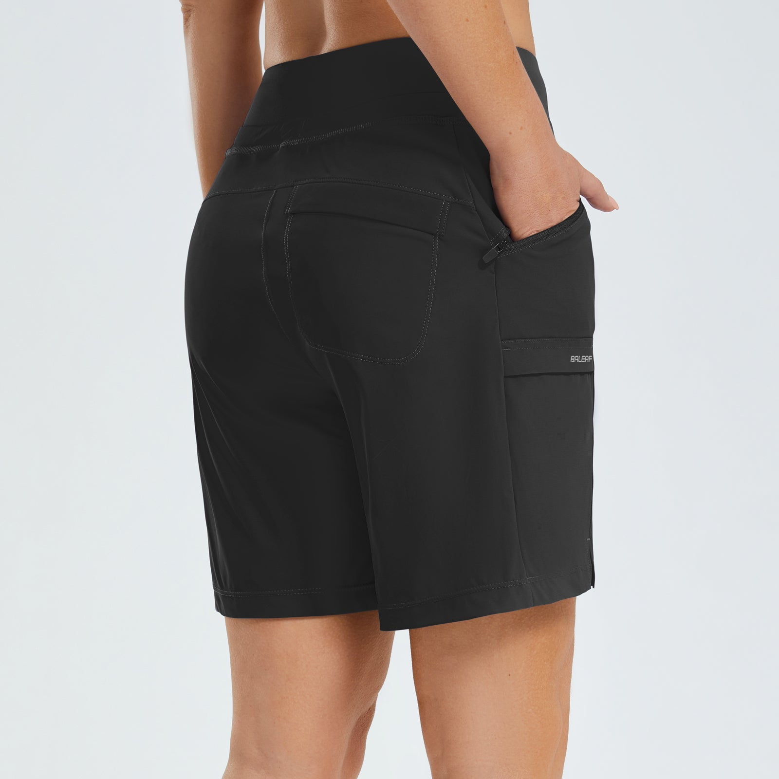 Short De Course Femme BALEAF - Taille Haute, Poches Zippées, Longueur 17,8 Cm, UPF 50+, Pour Sport Randonnée